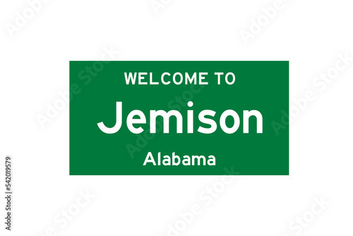 Jemison, Alabama, USA. City limit sign on transparent background.  photo