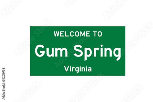 Gum Spring, Virginia, USA. City limit sign on transparent background.  photo