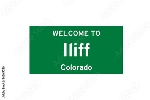 Iliff, Colorado, USA. City limit sign on transparent background.  photo