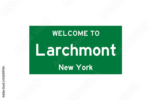 Larchmont, New York, USA. City limit sign on transparent background.  photo