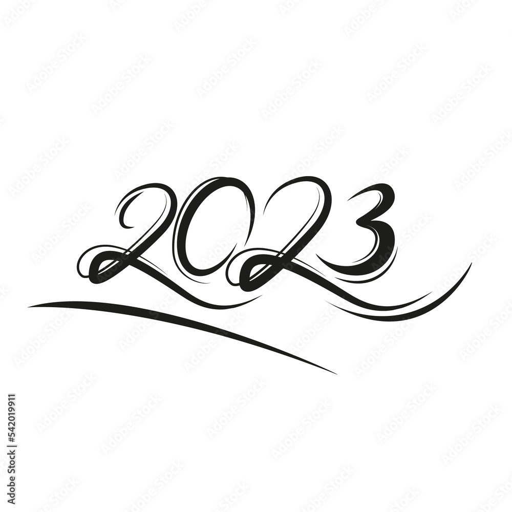2023 year Lettering. Black on transparent background. Design element for holiday cards, Christmas or New Year party organizer headliner, banner, poster, web. 2023 year Lettering. Black on transparent background. Design element for holiday cards, Christmas or New Year party organizer headliner, banner, poster, web.