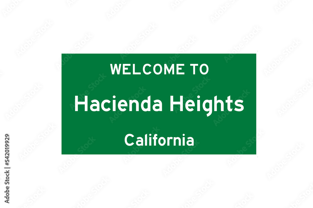 Hacienda Heights, California, USA. City limit sign on transparent background. 