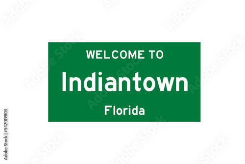 Indiantown, Florida, USA. City limit sign on transparent background.  photo