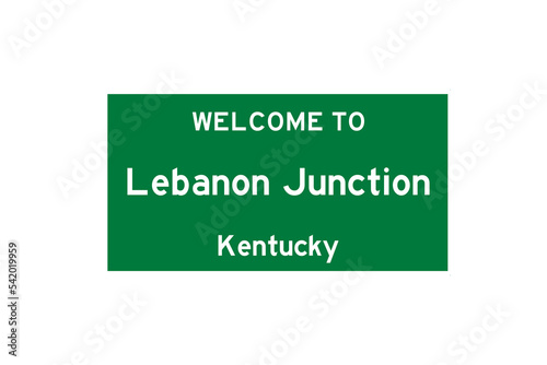 Lebanon Junction, Kentucky, USA. City limit sign on transparent background.  photo