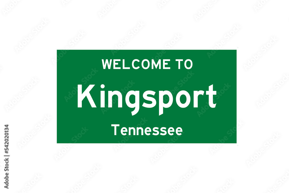 Kingsport, Tennessee, USA. City limit sign on transparent background. Kingsport, Tennessee, USA. City limit sign on transparent background.