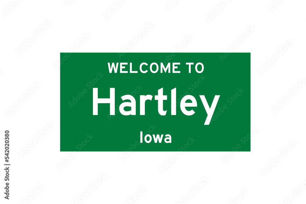 Hartley, Iowa, USA. City limit sign on transparent background. Hartley, Iowa, USA. City limit sign on transparent background.