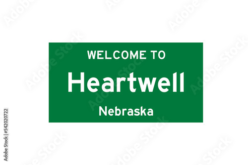 Heartwell, Nebraska, USA. City limit sign on transparent background.  photo