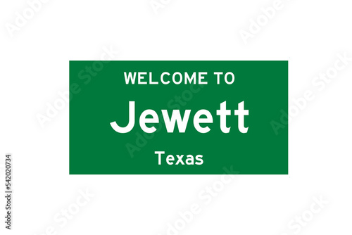 Jewett, Texas, USA. City limit sign on transparent background.  photo