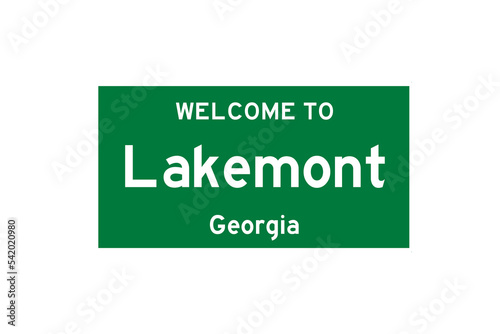 Lakemont, Georgia, USA. City limit sign on transparent background.  photo