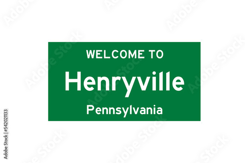 Henryville, Pennsylvania, USA. City limit sign on transparent background.  photo