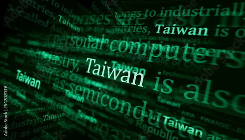 Headline titles media with Taiwan, Taiwanese economy and politics 3d illustration