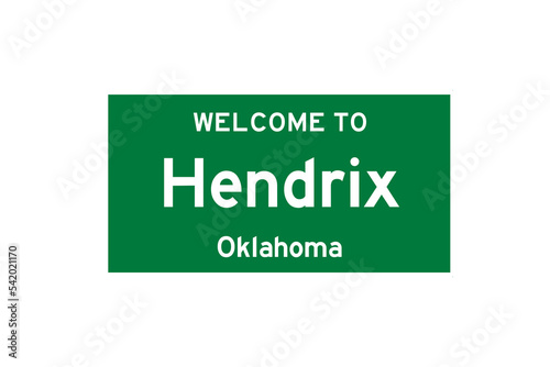 Hendrix, Oklahoma, USA. City limit sign on transparent background. 