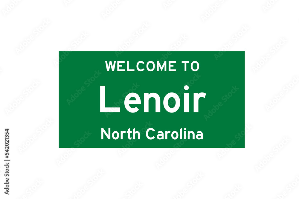 Lenoir, North Carolina, USA. City limit sign on transparent background. Lenoir, North Carolina, USA. City limit sign on transparent background.