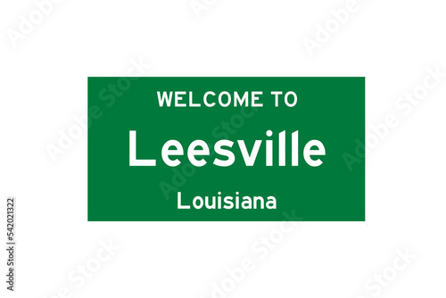 Leesville, Louisiana, USA. City limit sign on transparent background.  photo