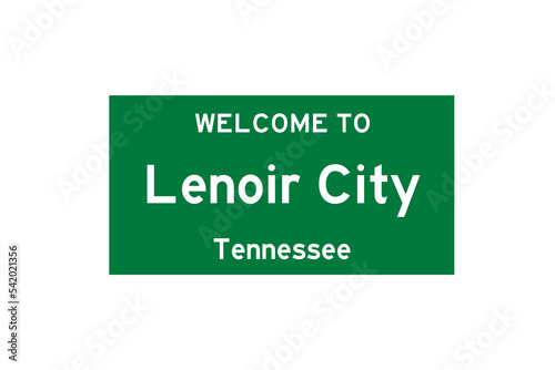 Lenoir City, Tennessee, USA. City limit sign on transparent background.  photo