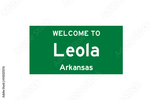 Leola, Arkansas, USA. City limit sign on transparent background.  photo