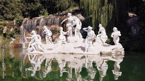 Reggia di Caserta building and fountain with water in Italy. photo