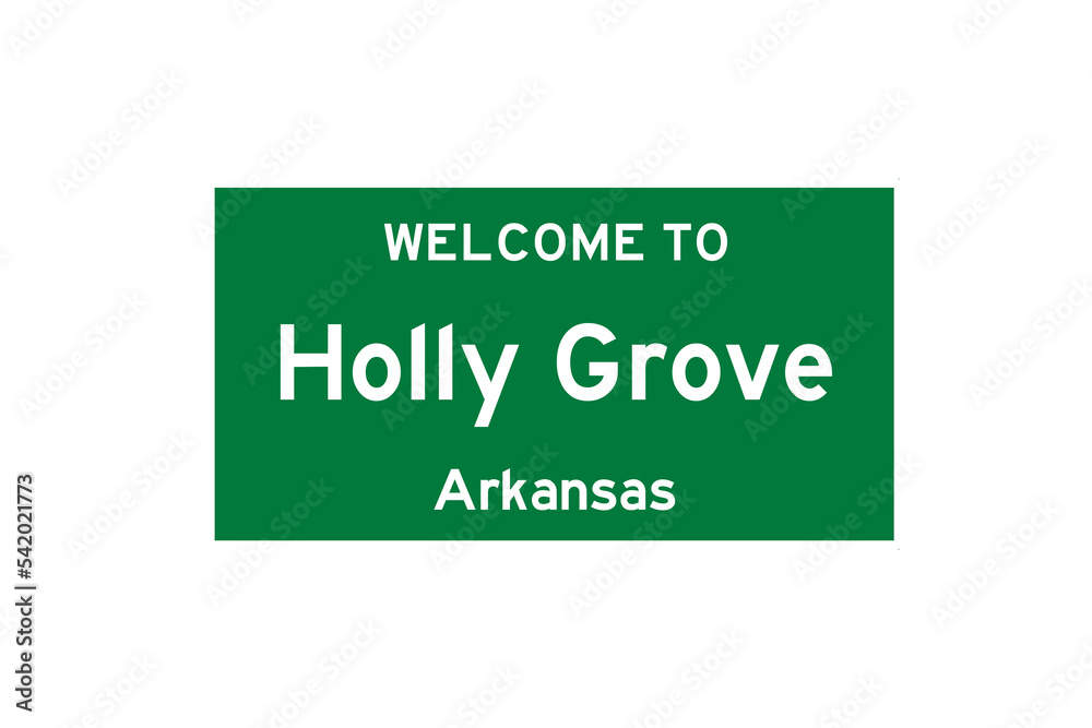 Holly Grove, Arkansas, USA. City limit sign on transparent background. 