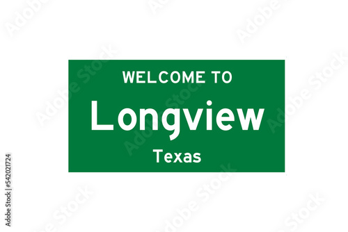 Longview, Texas, USA. City limit sign on transparent background.  photo