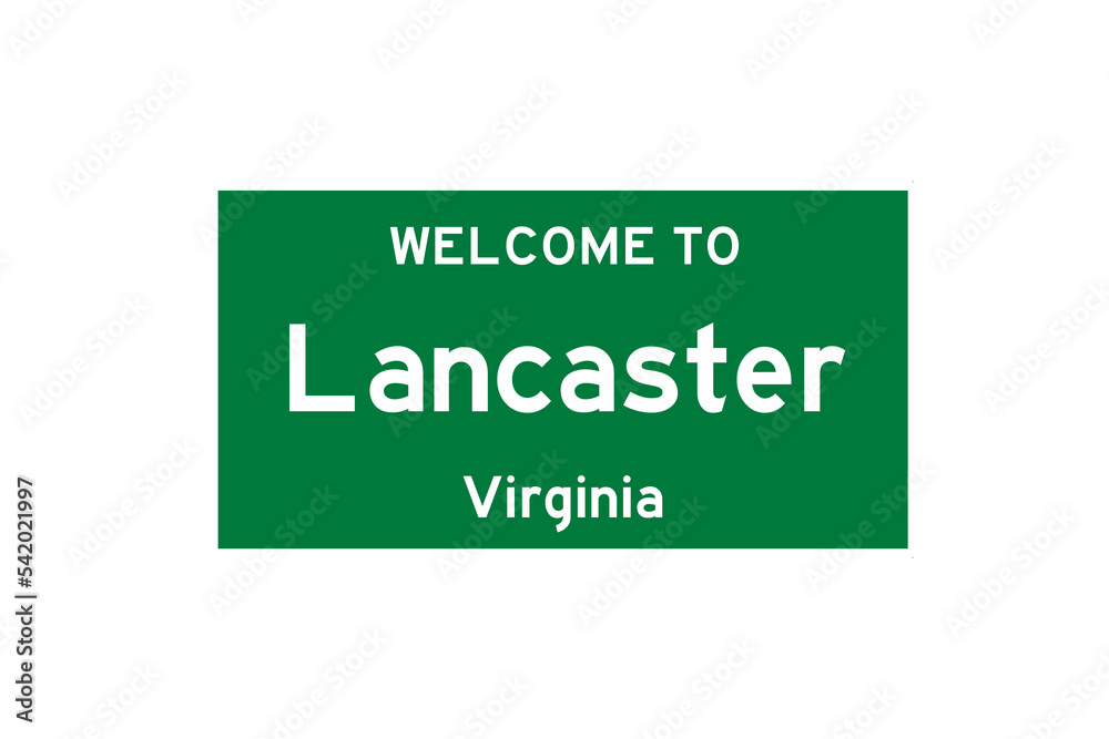 Lancaster, Virginia, USA. City limit sign on transparent background. Lancaster, Virginia, USA. City limit sign on transparent background.