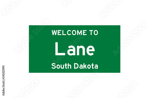 Lane, South Dakota, USA. City limit sign on transparent background. 