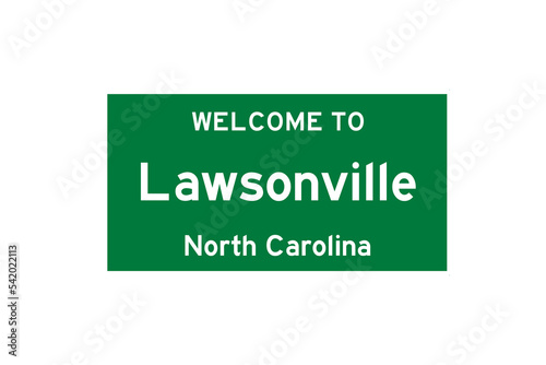 Lawsonville, North Carolina, USA. City limit sign on transparent background.  photo