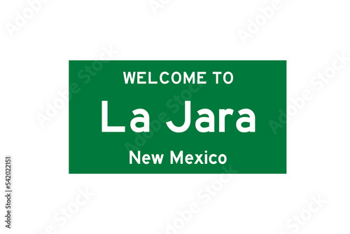 La Jara, New Mexico, USA. City limit sign on transparent background.  photo