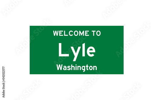 Lyle, Washington, USA. City limit sign on transparent background.  photo