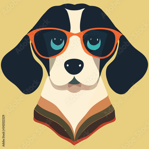 illustration Vector graphic of beagle wearing sunglasses isolated good for logo, icon, mascot, print or customize your design