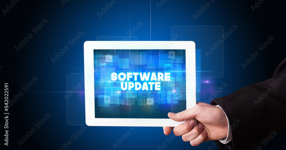 Person holding tablet, technology concept Person holding tablet, technology concept