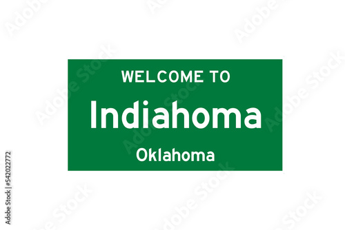 Indiahoma, Oklahoma, USA. City limit sign on transparent background.  photo