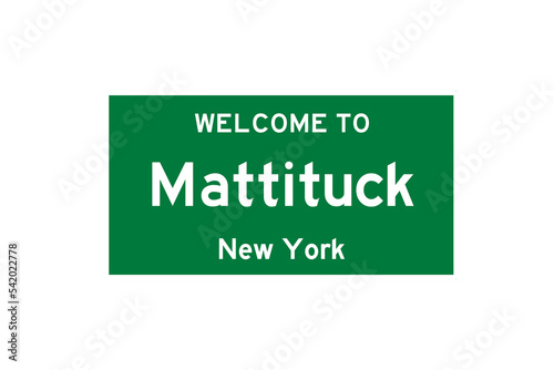 Mattituck, New York, USA. City limit sign on transparent background.  photo