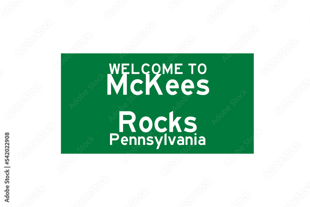 McKees Rocks, Pennsylvania, USA. City limit sign on transparent background. 