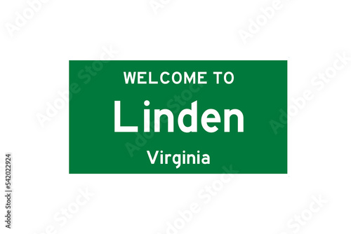 Linden, Virginia, USA. City limit sign on transparent background.  photo