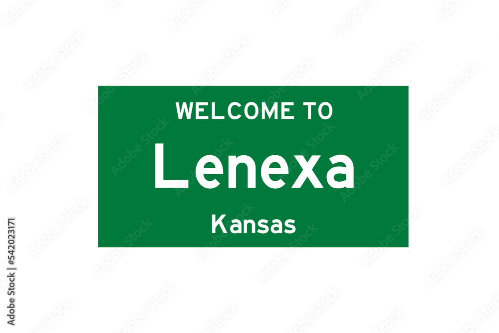 Lenexa, Kansas, USA. City limit sign on transparent background. Lenexa, Kansas, USA. City limit sign on transparent background.