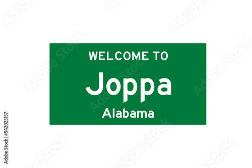 Joppa, Alabama, USA. City limit sign on transparent background.  photo