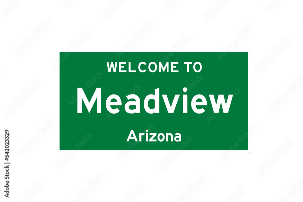 Meadview, Arizona, USA. City limit sign on transparent background. 