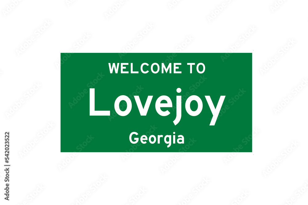 Lovejoy, Georgia, USA. City limit sign on transparent background. 