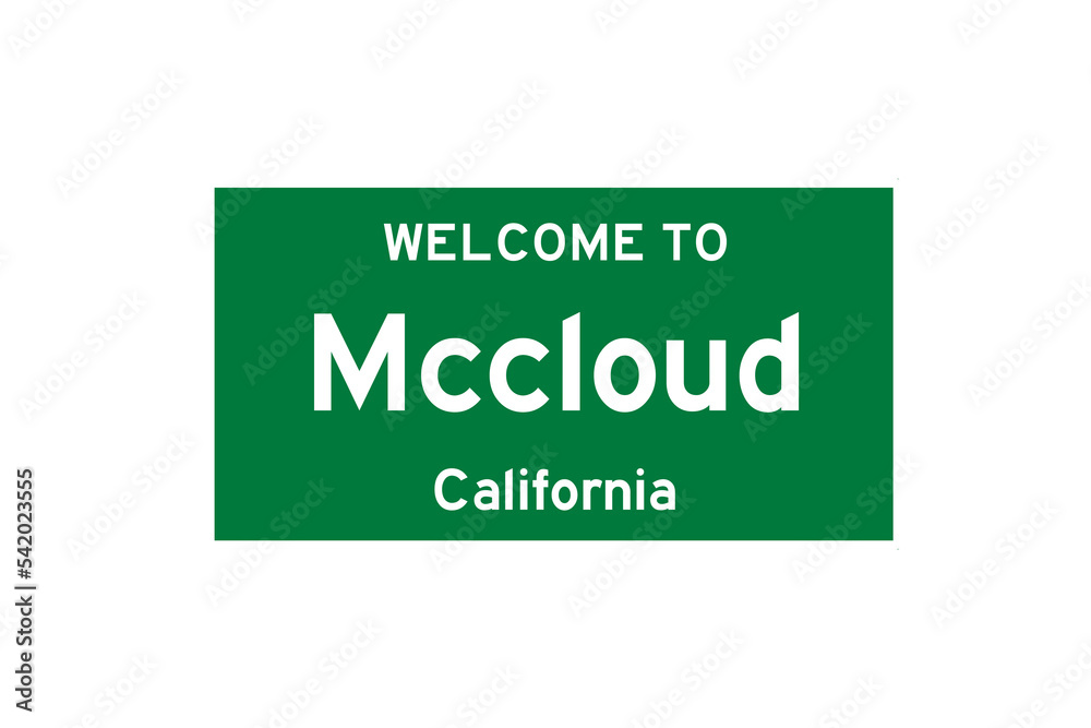 Mccloud, California, USA. City limit sign on transparent background. Mccloud, California, USA. City limit sign on transparent background.