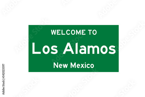 Los Alamos, New Mexico, USA. City limit sign on transparent background.  photo