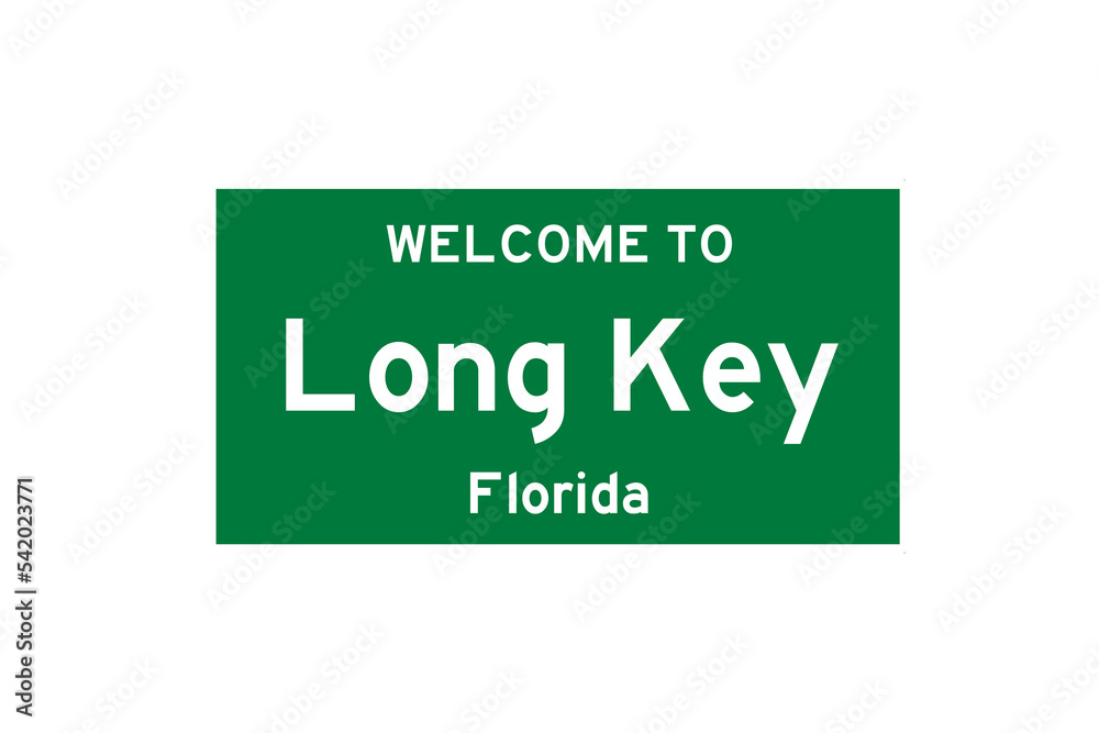 Long Key, Florida, USA. City limit sign on transparent background. Long Key, Florida, USA. City limit sign on transparent background.