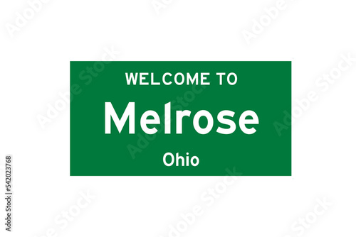 Melrose, Ohio, USA. City limit sign on transparent background. 