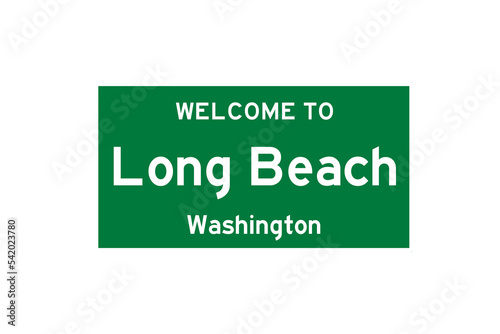 Long Beach, Washington, USA. City limit sign on transparent background. 