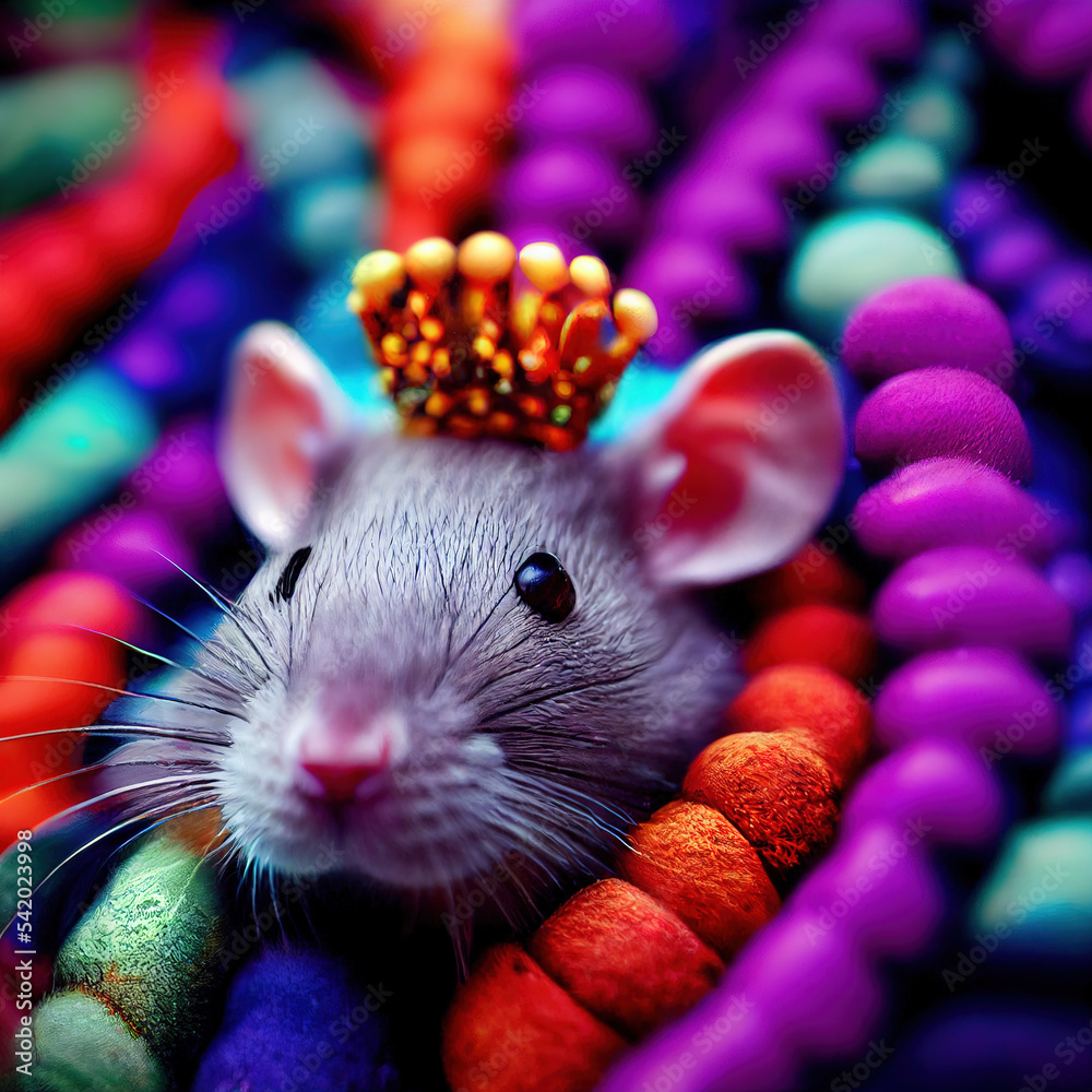 queen-mouse-with-a-crown-in-a-pile-of-cloth-computer-generated