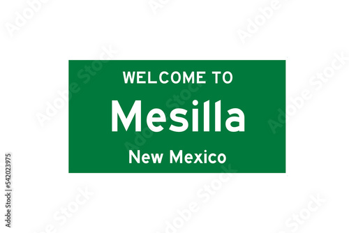 Mesilla, New Mexico, USA. City limit sign on transparent background.  photo