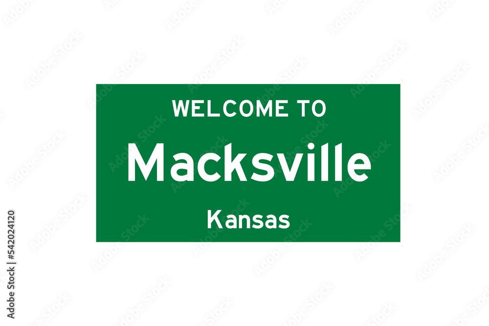 Macksville, Kansas, USA. City limit sign on transparent background. Macksville, Kansas, USA. City limit sign on transparent background.
