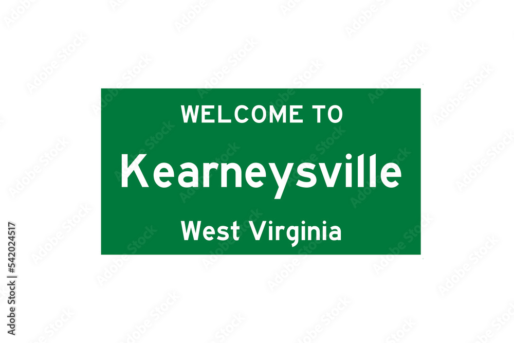 Kearneysville, West Virginia, USA. City limit sign on transparent background. 