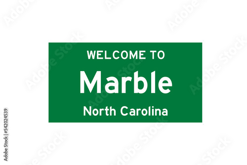 Marble, North Carolina, USA. City limit sign on transparent background. 
