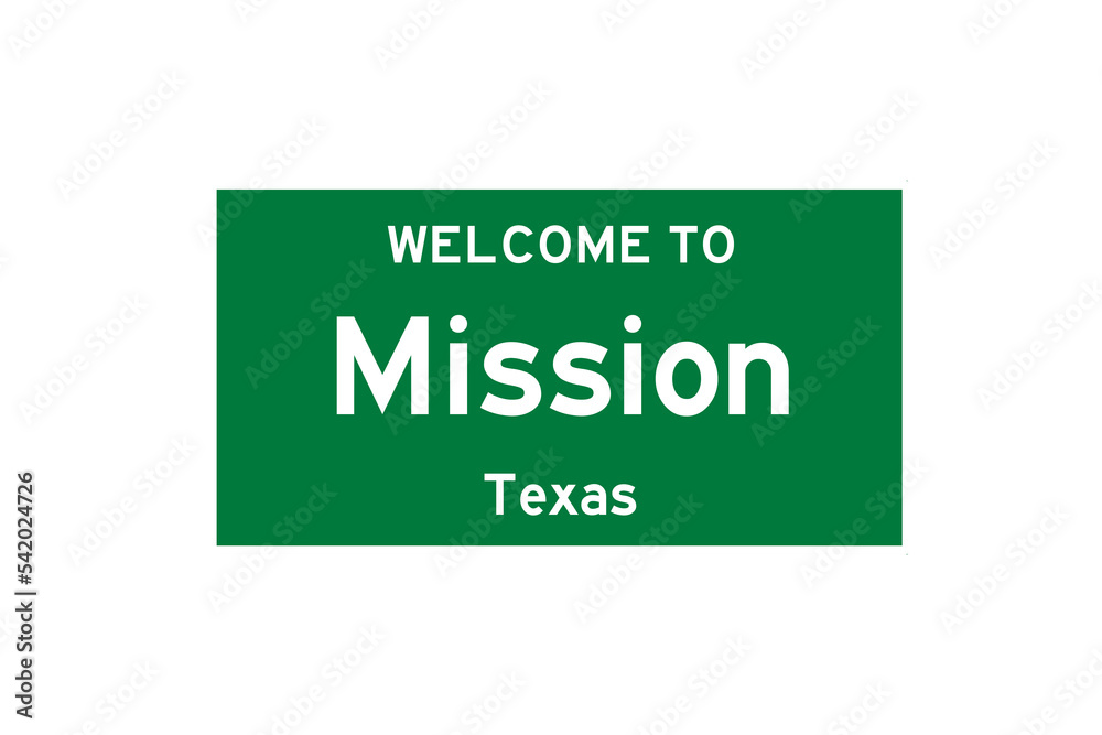 Mission, Texas, USA. City limit sign on transparent background. Mission, Texas, USA. City limit sign on transparent background.
