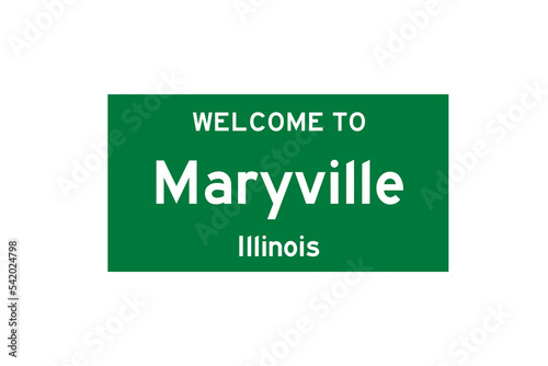 Maryville, Illinois, USA. City limit sign on transparent background.  photo